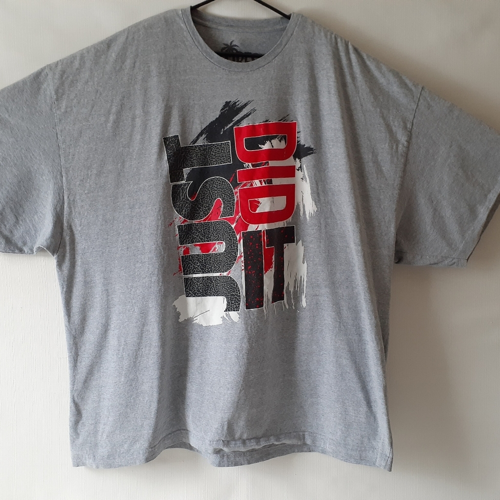 Vibes "JUST DID IT" men's gray short sleeve graphic t-shirt size 5XL